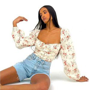 Ruched Cup Dainty Floral Top